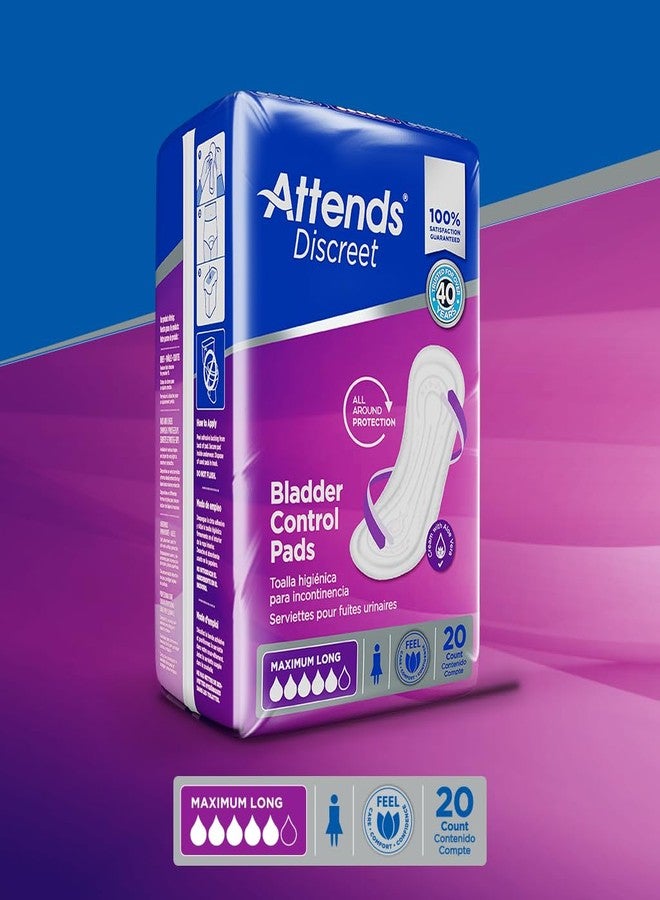 Attends Discreet Bladder Control Pads, Maximum Long, Liner Pads, ADPMAL - Pack of 20 - Image 2